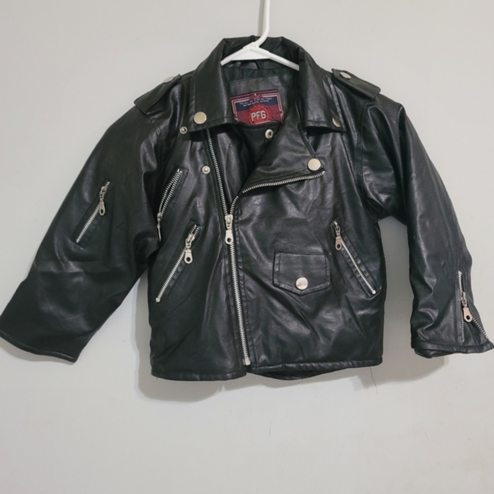 Boys Girls Youth Moto Coat‎ Jacket color Black Sz 4 Faux Leather Biker.So cute!